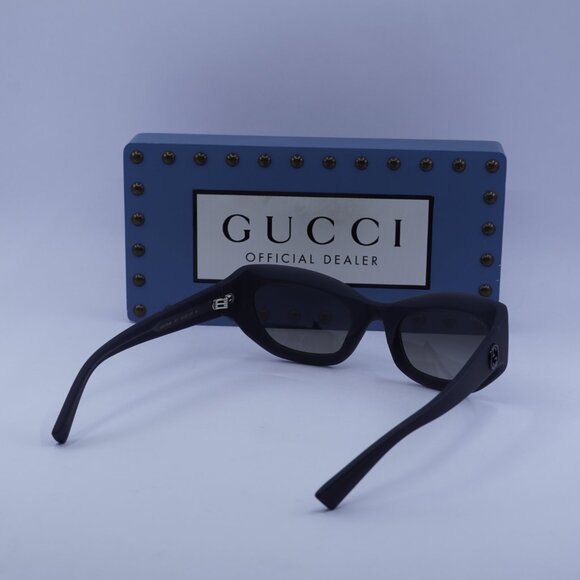 Gucci GG1784S 001 Cat Eye Sunglasses - Matte Dark Grey/Grey